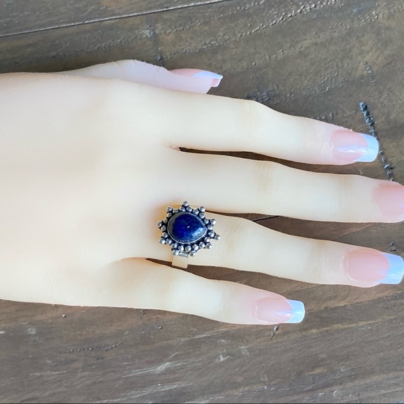 Lapis Lazuli Size 6.5 Handmade Silver Ring NEW Navy Blue Gemstone - Picture 5 of 13